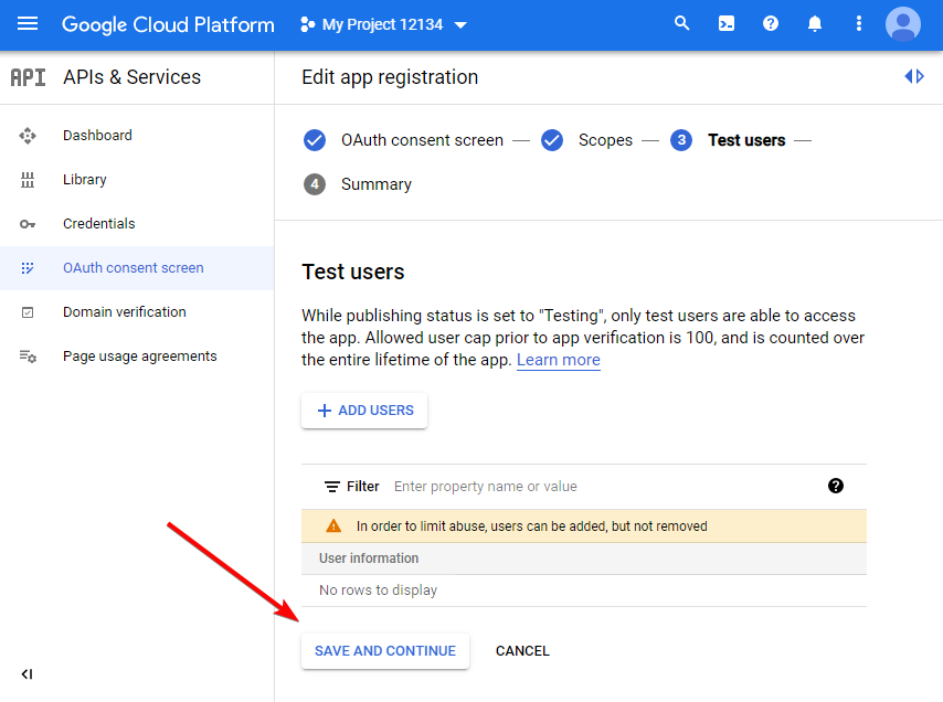Настройка подключения Google Таблиц