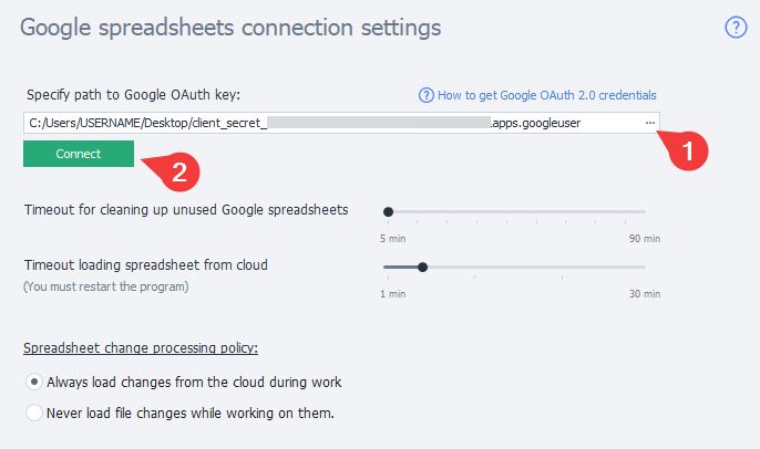 Setting Up Google Sheets Connection