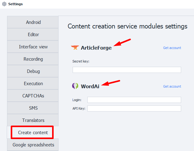 Log in to the services