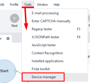 From the drop-down menu