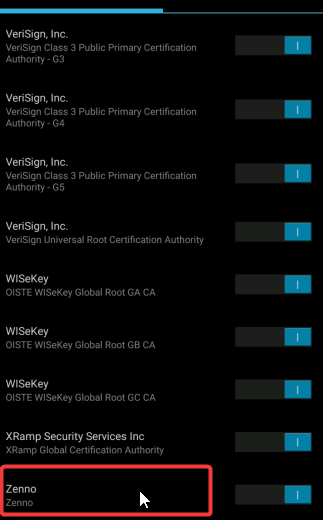 Trusted certificates